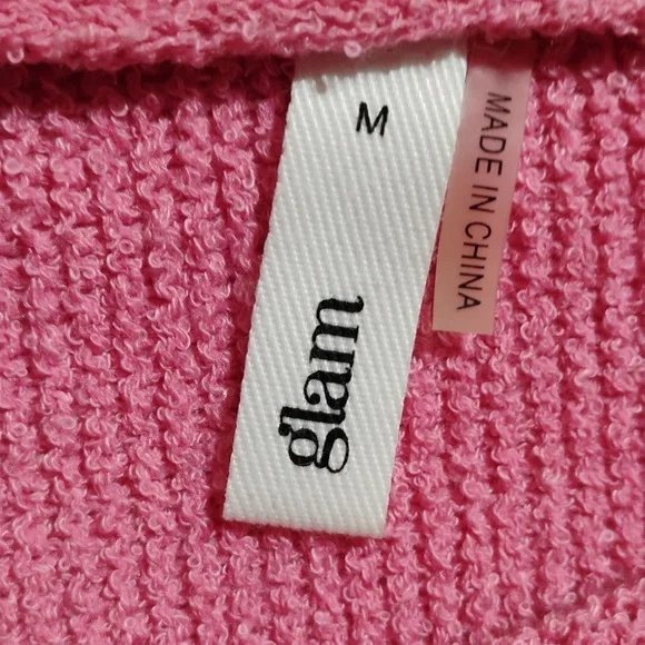 Glam Pink Fold Over Cowl Neck Sweater Sz.M Oversized Gently Worn (A-70) - Picture 4 of 9